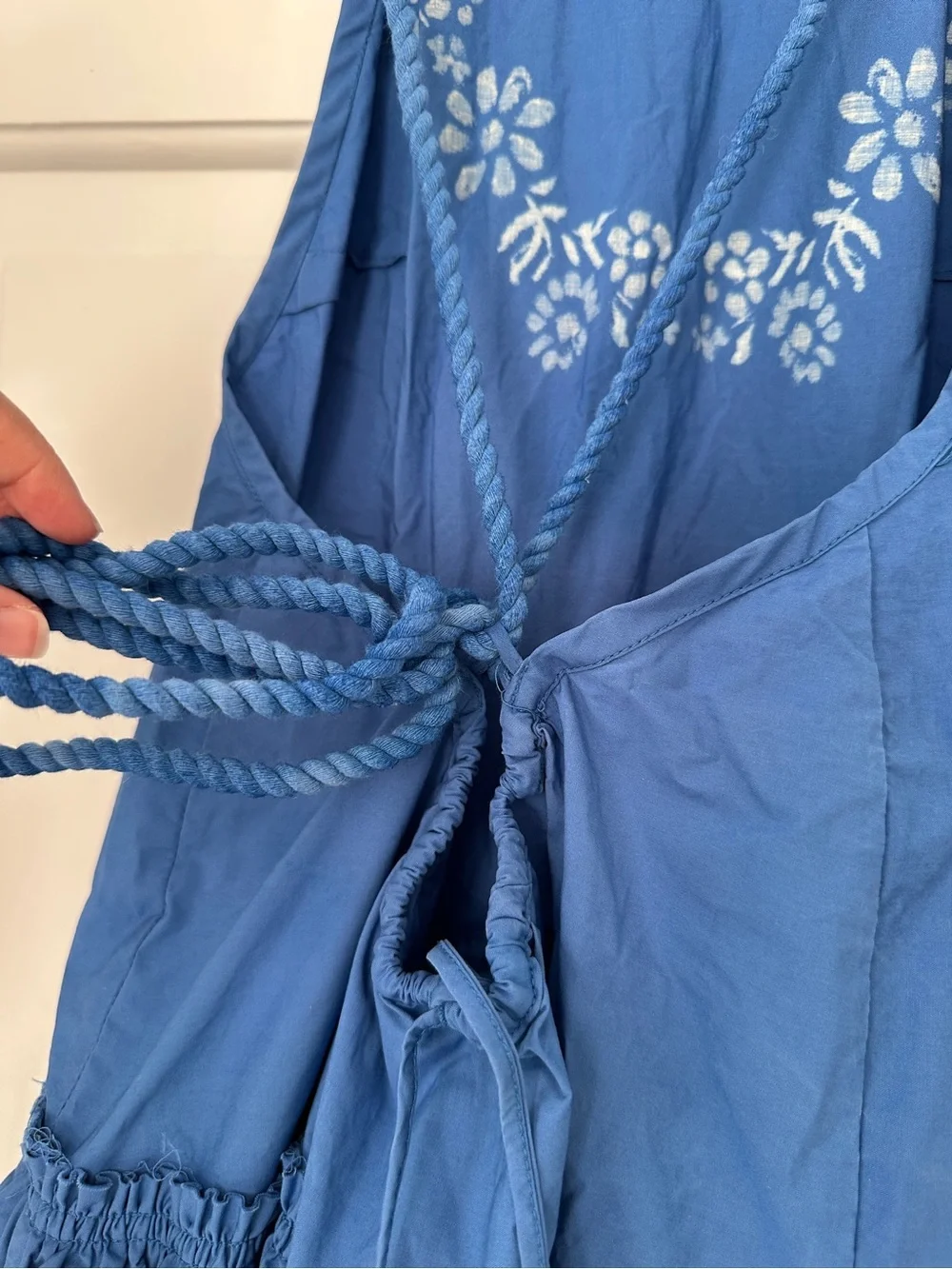 Free People Blue Indigo Deserted Island Mini Dress with Pockets Size Extra Small